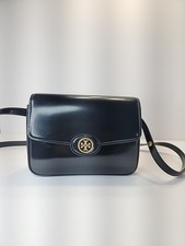 NWOT Tory Burch Robinson Spazzolato Convertible Leather Shoulder Bag, Black, NWT