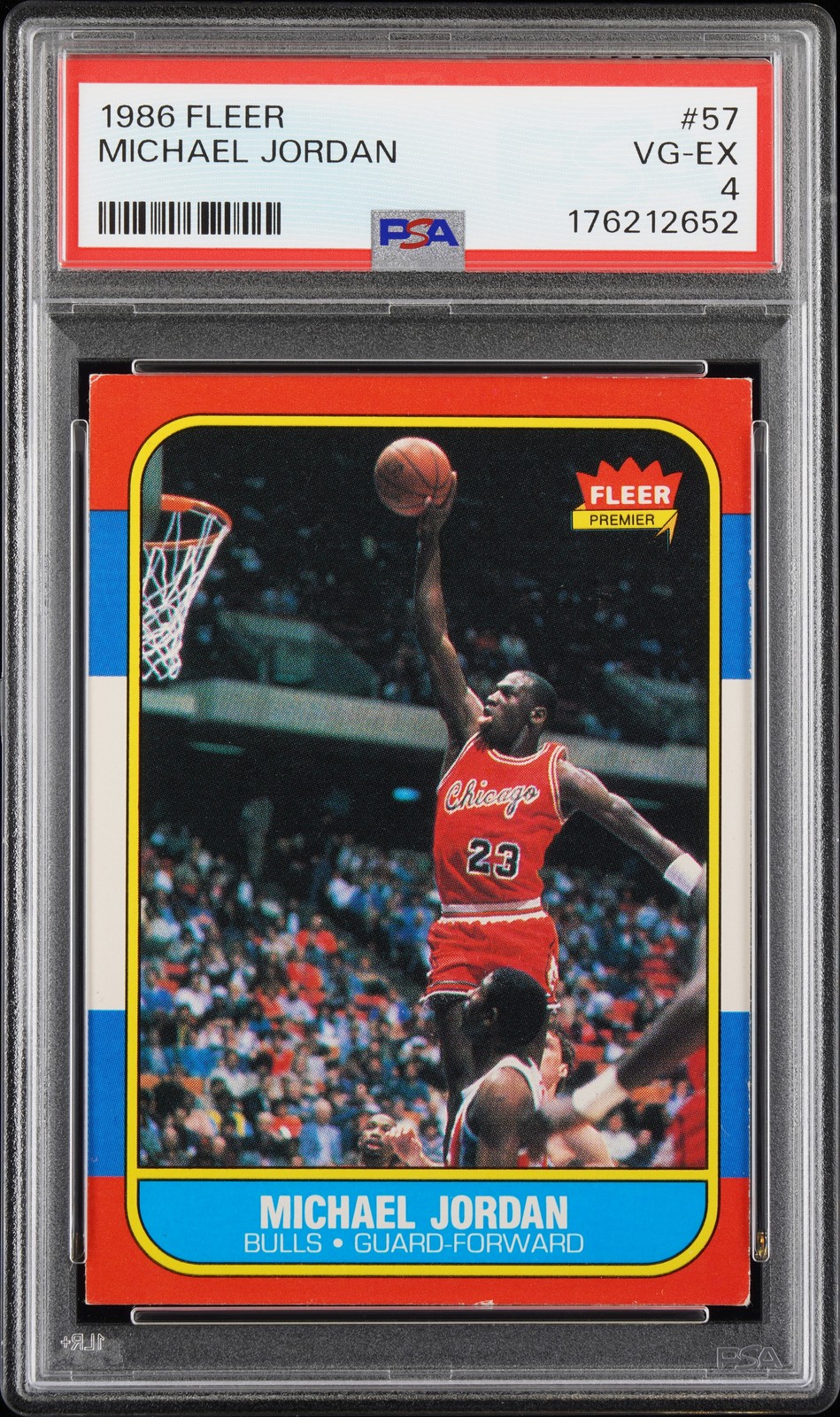 1986 FLEER #57 MICHAEL JORDAN ROOKIE RC PSA 4