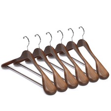 6-Pack Retro Luxury Wooden Suit Hangers with Extra-Wide Shoulder Anti-Slip