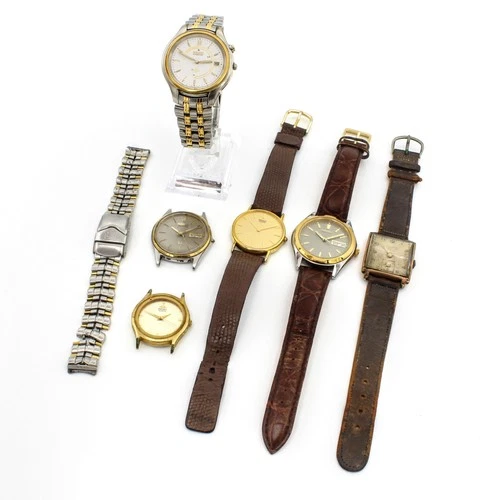 Vintage Seiko Lusserna Kinetic Quartz Manual Day Mens Watch Lot of 7 #WB4140-5