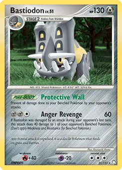 Bastiodon - 21/123 - Pokemon Mysterious Treasures Holo Card NM
