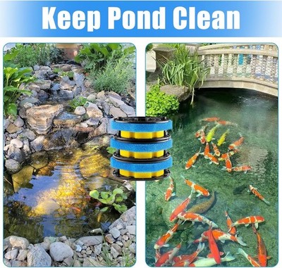 fish pond filter accessories TARARIUM Tank Small Filter for 100-200 Gal. Tank Crystal 420GPH Biochemical Filtration Powerful Submersible Water Pump Large Aquarium A pressurized bead filter Replacement Sponge Filter Media Pads