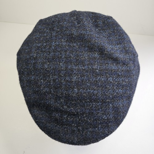 Moon Blue Flat Cap Tweed 100% Wool Luxury Made In England Fabric Woven Yorkshire - Picture 4 of 10