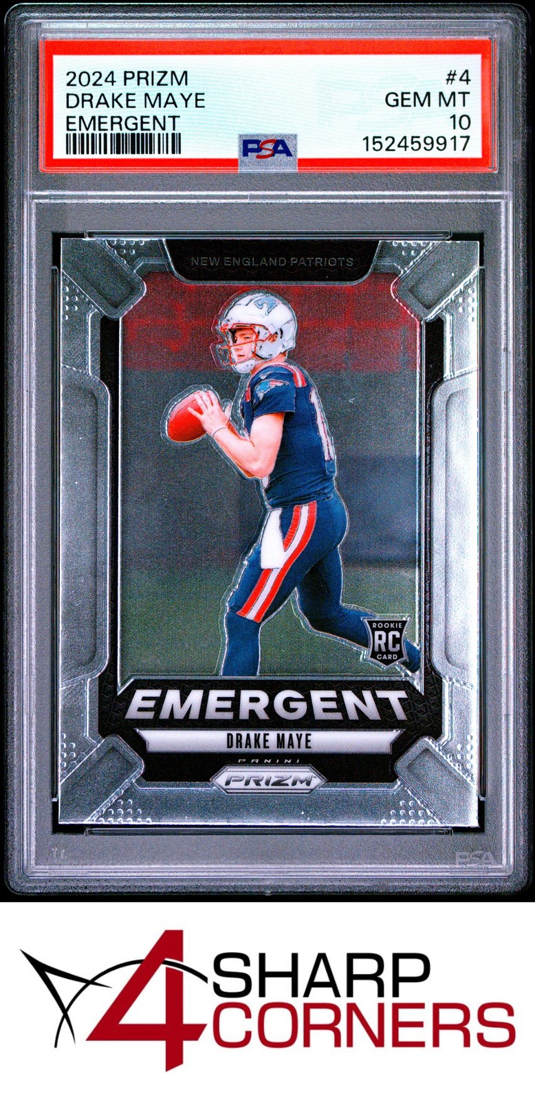 Drake Maye Panini Prizm Emergent #4 Base