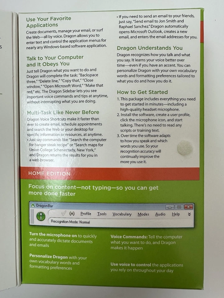 Dragon Nuance Naturally Speaking Home Version 11 w/ Head Set Open Box - Image 4 of 4