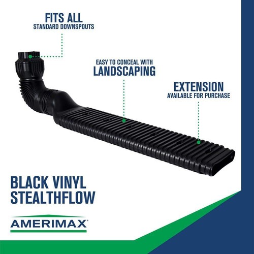 Stealth Flow 43 In. Black Vinyl Low Profile Downspout Extension Kit - Picture 6 of 6