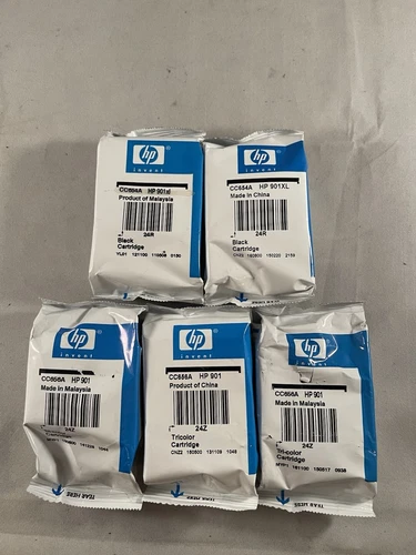 Genuine HP 901 Tricolor (3) HP 901 XL Black (2) Ink Cartridges Sealed
