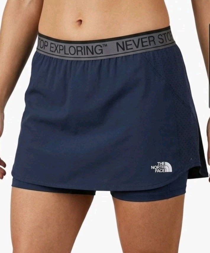 The North Face Women's Flashdry Navy Athletic Skort Skirt Pickleball Logo! L