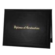 Imprinted Diploma Cover 8.5 x 11, Leatherette Padded Certificate Covers, Black