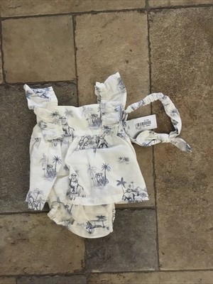 Brandneu mit Etikett Baby Gap Kleid, Höschen und Haarband Alter 0/3 Monate guter Zustand