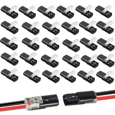 2 Pin Low Voltage Wire Plug-In Connector for 16-18 AWG, 30 Pcs Double-Wire Quick