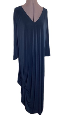 #ad SYMPLI Reversible Maxi Drama Dress Size 16 Lagenlook Artsy Jersey Drape Swag $67.48