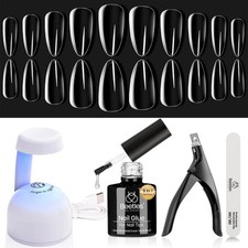 Beetles Gel Nail Kit Clear, Almond Almond, 0-5-Almond Medium (clear kit) 