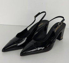 Chanel Black Patent Leather Slingback Pumps
