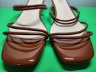 FSJ Women Brown Strappy Sandals Square Toe Low Clear Lucite Block Heel Mules — photo 3