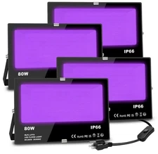 MELPO Black Light 80W Blacklight Flood Light Outdoor for Glow Party