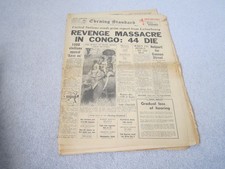 The Evening Standard newspaper March 2nd 1961,Congo revenge ,Queen tiger shoot