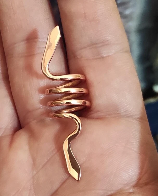 Bague de guérison minimaliste en cuivre massif, bague de pouce unisexe faite ... - Photo 1/1