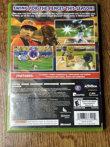 Little League World Series Baseball 2010 (Microsoft Xbox 360, 2010) Game & Case - Afbeelding 4 van 5
