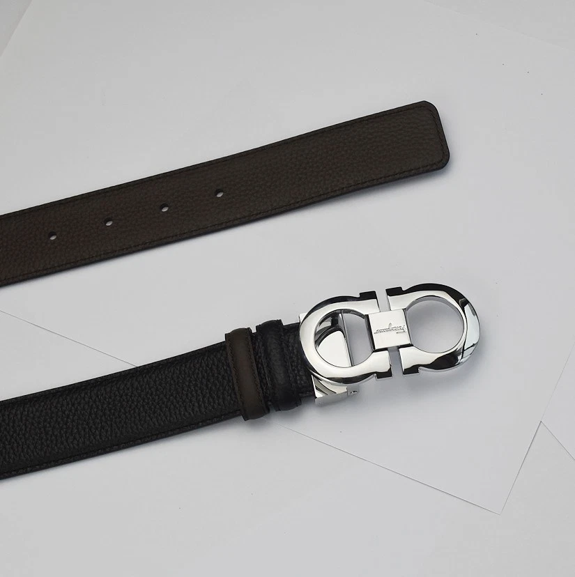 Cinturón Reversible Ferragamo Negro/Marrón Largo 120cm + Hebilla Gancini Plateada Foto 3 de 4