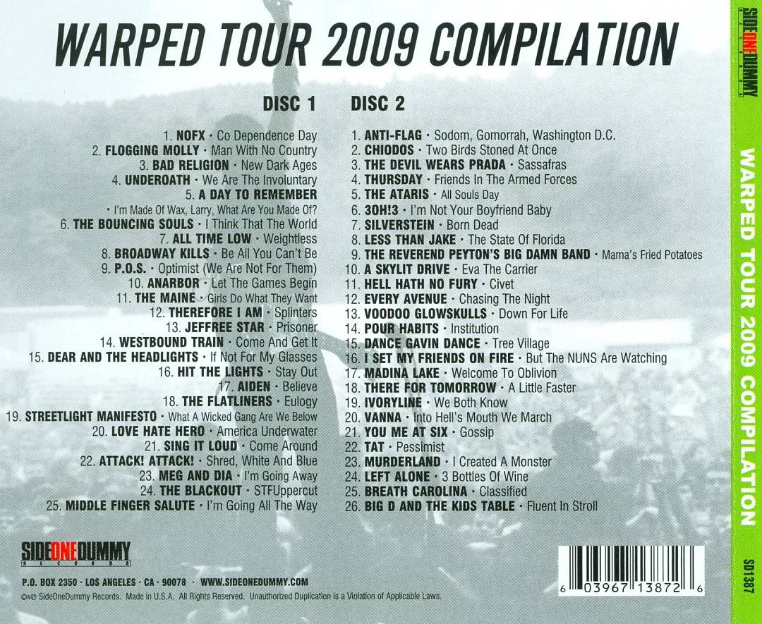 2008 Warped Tour Compilation by Various Artists (CD, Jun