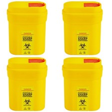 4Pcs Travel Sharps Bin 0.3L Bin Mini Compact Square Leakproof Compact Disposal