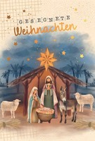 Weihnachten Green Line Karte Mit Umschlag Maria Und Josef, Sterne
