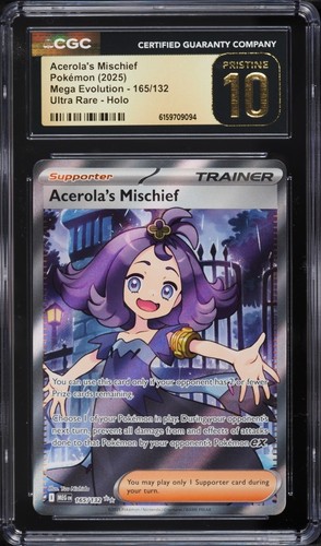 2025 Pokemon Mega Evolution Full Art Acerola's Mischief #165 CGC 10 PRISTINE