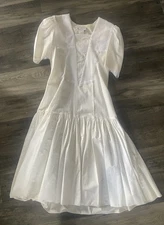 Vtg Gunne Sax Jessica McClintock Dress Drop Waist Bridal Pheasant Women Sz 9/10