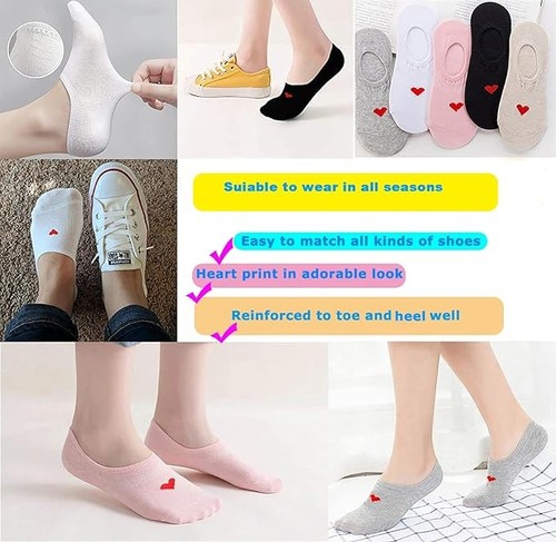 5 Pairs Kids Girls No Show Socks, Anti-slip Soft Cotton Socks, 6-15 Years - Picture 2 of 7