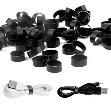 100 PCS Silicone Rubber Bands, 0.5 Inch Small Black Elastic Rubber Bands Stro...