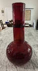 New ListingBlenko Red Applied Blue Swirl Vase # 2026, Art Glass, Made 1 Year, Nice!!