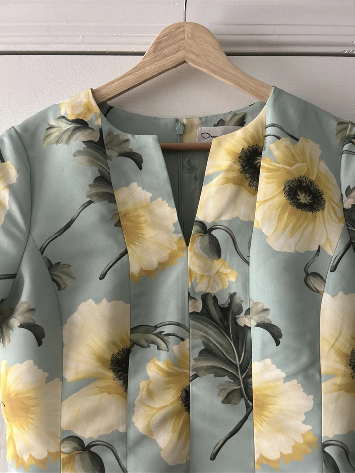 $3690 Vestido Oscar De La Renta Para Mujer Amapolas Faille Fit & Acampanado Talla 6 Italia Foto 2 de 4