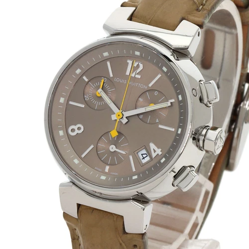 LOUIS VUITTON（LV） Orologio da polso Louis Vuitton Tambour Cronografo Data Quarzo SS Marrone Q1322 Autentico