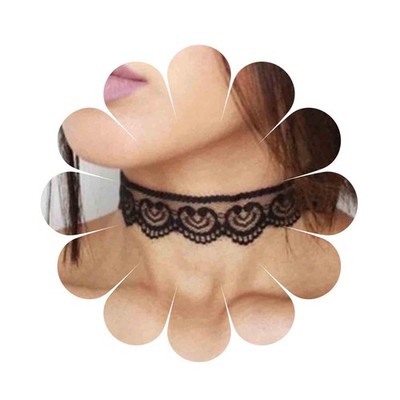Schwarz Boho Blume Spitze Halsband Halskette, 14 Zoll verstellbar, Vintage Tüll Kragen