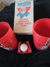 VINTAGE BOZO Bucket Bonanza Grand Prize Game Box Buckets, Strap And Ball 