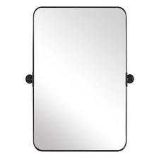 22 x 34 In Rectangular Wall Mounted Vanity Mirror, Matte Black Used 