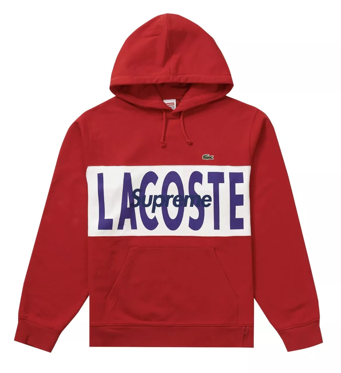 Sweat à capuche rouge Supreme Lacoste évasé taille XL FW19