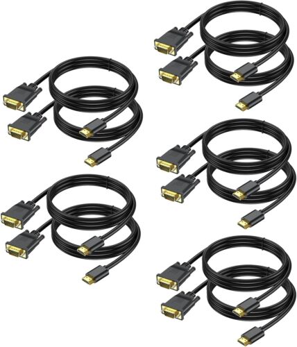 10 Feet HDMI to VGA Male Cable – High-Def Video Cord for Gaming & Streaming