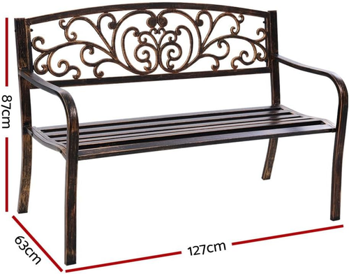 Gardeon Outdoor Garden Bench Seat Steel 3 Seater Outdoor Furniture Park Bronze - Picture 3 of 12