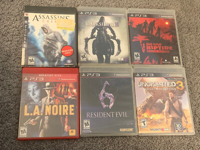 6 PS3 Game lot Assains Creed Darksiders Resident Evil Uncharted Dead Island LA N
