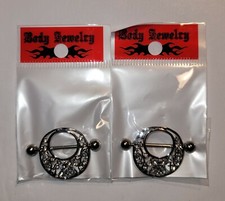 Pair of Flower  Butterfly 14ga Nipple Shields