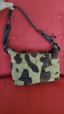 Borsa a tracolla donna Nardelli UNICA in tela marrone scuro e pelle marrone scuro