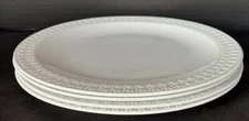 Set (4) VTG Corning Centura Sculptured Rim 10-1/2" Dinner Plates White Tulips VG