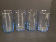 (LOT OF 4) Azure Blue Tinted 12 oz. Tumber Glasses