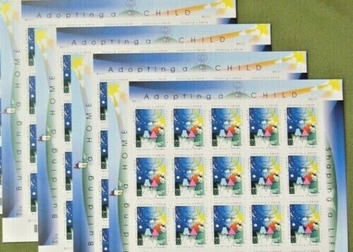 Four Sheets x 20 =80 of ADOPTING A CHILD STAMP 33¢ US Postage Stamps. USA # 3398 - Picture 3 of 6