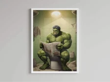 Superhero Comic print The Hulk  Marvel Bathroom On The Toilet Funny Bathroom