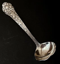 Vintage GORHAM-OLD MEDICI-Solid Sterling Silver Small Gravy Ladle Spoon- 6.75"