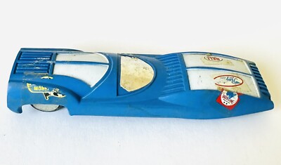 HASBRO 1974 BLUE PLASTIC METAL RICOCHET WHEEL SLOT RACE CAR - Main Image