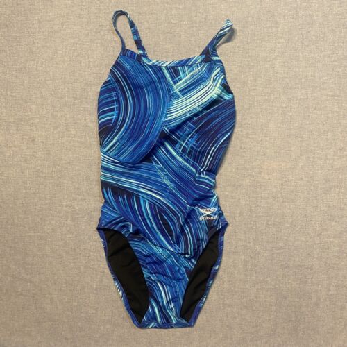 Speedo Endurance One Piece Swim Suit Blue Swirl *See Note - Picture 1 of 9